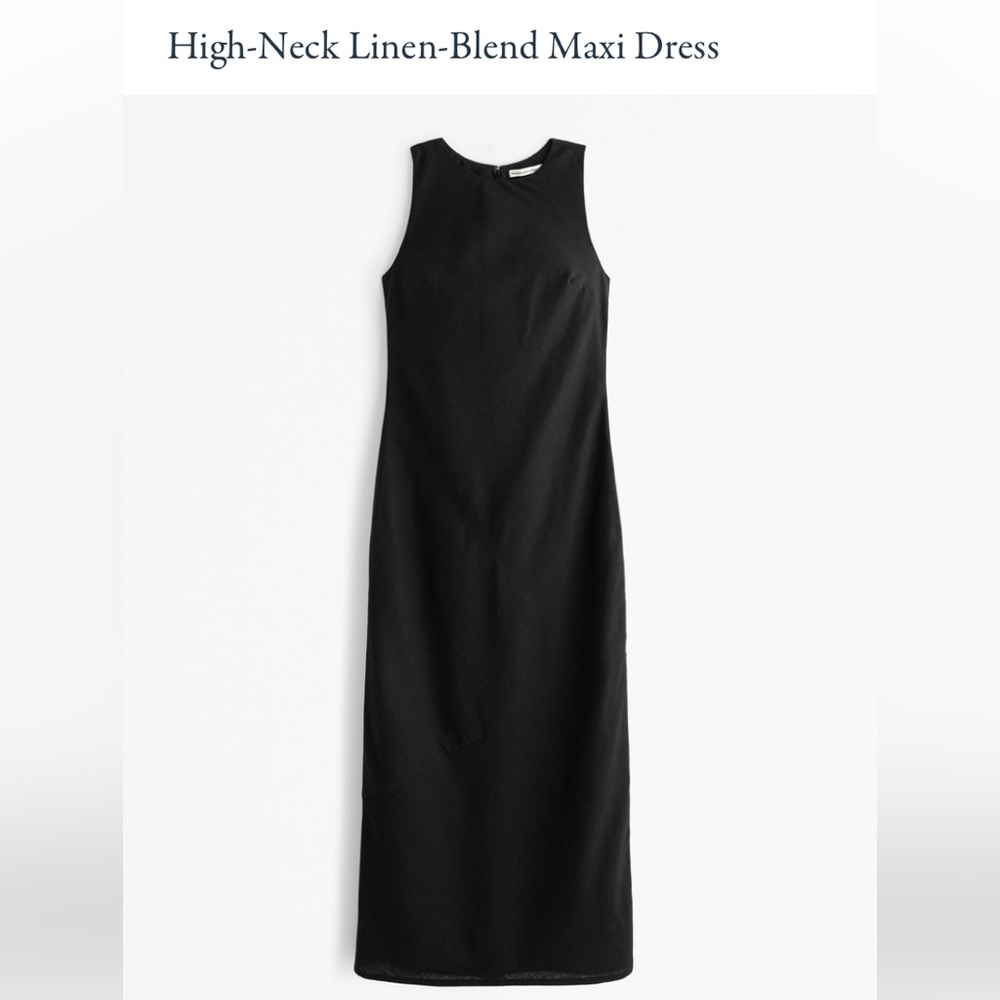 Abercrombie & Fitch Black High-Neck Midi Dress